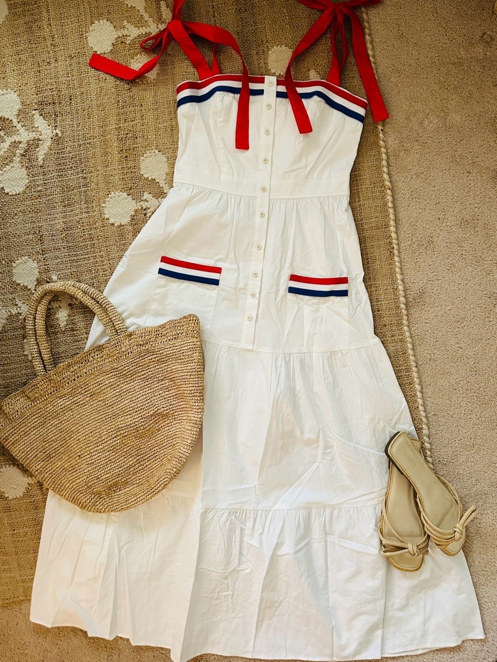 ♥️🤍💙🇺🇸 ADORABLE! Americana Cotton Midi Dress Red White Blue Midi 4th Tuckernuck